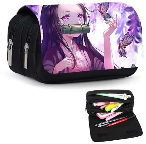 YCVBCY Anime Federmäppchen Kinder Mäppchen 3D Große Kapazität Pencil Case Mäppchen Reißverschluss Tasche, Etui Stifte 2 Fach Federtasche Für Studenten