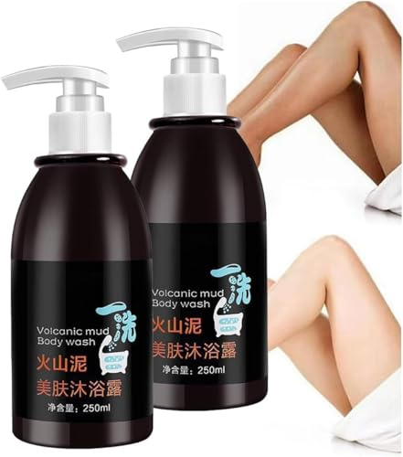 Vulkanschlamm-Körperlotion zum Aufhellen der Haut, Tiefenreinigende, schnell aufhellende, feuchtigkeitsspendende und straffende Haut, 3-in-1-Wirksames Vulkanschlamm-Duschgel
