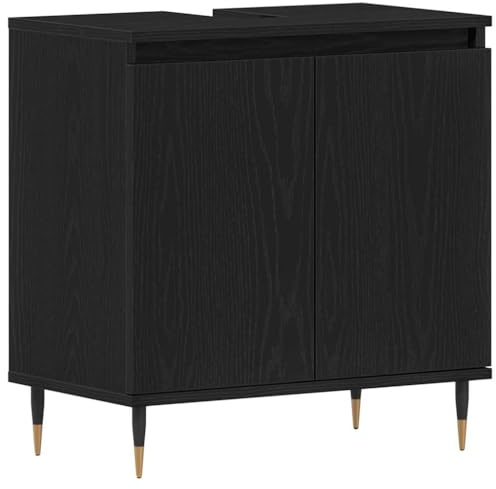 Générique Meuble sous Lavabo Chêne Noir 58 x 33 x 60 cm Bois d'ingénierie,Meubles, Armoires & Meubles de Rangement, Meubles-lavabos, Meubles-lavabos de Salle de Bains, Noir (Poids 12.2KG)
