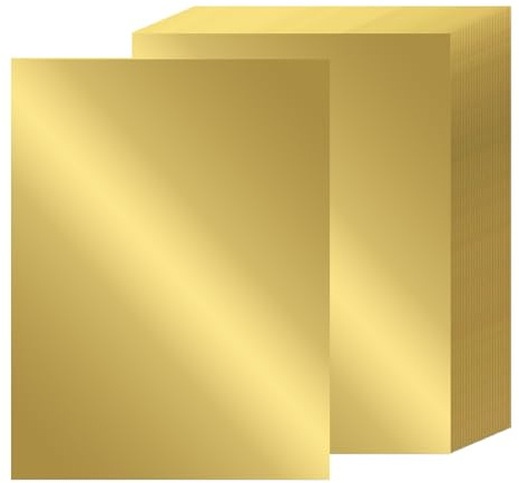 A4 Golden Spiegelkartonpapier (Mirror Kartonpapier), 24 Blatt, 250 g/m²/92 lb, Blattgold zum Basteln, Spiegelfolie & Prägefolie Gold für Bastelarbeiten, DIY-Projekte
