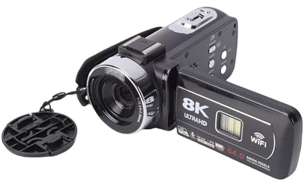 GOWENIC 8K-Videokamera-Camcorder, UHD 64 MP Vlogging-Kamera mit 18-fachem Zoom, 3,0-Zoll-Touchscreen, LED-Fülllicht, WLAN und Webcam-Funktion für Live-Streaming auf Reisen