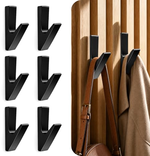 6 Stück Garderobenhaken, kleiderhaken Wand mit Verdeckter Befestigung | Wandhaken für Jacken, Hüte & Kleidung – Ideal für Akustikpaneele, Schlafzimmer, Wohnzimmer, Badezimmer