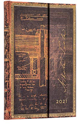 Paperblanks Kalender 12 Monate 2021 Tesla, Turbine, horizontal, Midi (130 × 180 mm)