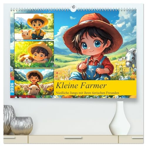 Kleine Farmer. Niedliche Jungs mit ihren tierischen Freunden (hochwertiger Premium Wandkalender 2026 DIN A2 quer), Kunstdruck in Hochglanz: ... Bauern und ihren Tieren (CALVENDO Tiere)