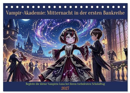 Vampir-Akademie: Mitternacht in der ersten Bankreihe (Tischkalender 2027 DIN A5 quer), CALVENDO Monatskalender: Begleite die kleine Vampirin Luna bei ihrem turbulenten Schulalltag (CALVENDO Kunst)