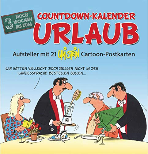 Countdown-Kalender Urlaub: Noch 3 Wochen bis zum . . . Aufsteller mit 21 Uli Stein Cartoon-Postkarten