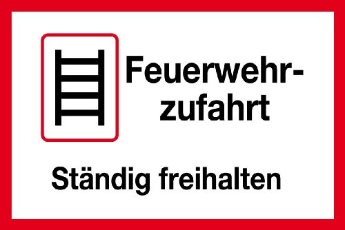 Feuerwehrschild aus Aluminium - Feuerwehrzufahrt ständig freihalten - 20 X 30 cm