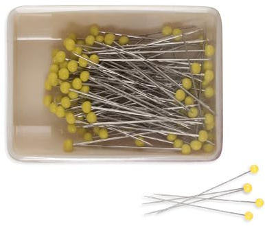 Sew Easy Glass Head Pins – 100 Pcs 45mm x 0.70mm, Heat Proof for Dressmaking Quilting Sewing Fabric, Yellow