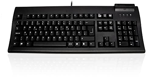Accuratus EPOS -S100B USB Keyboard with Programmable Keys and Vertical 3 Track Mag Swipe Reader - Black