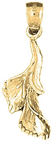 Pendentif fleur de lys 3D en or jaune 18 carats, fabriqué aux États-Unis, Or jaune, Pas de gemme