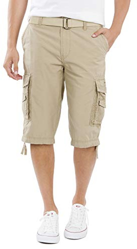 Unionbay Men's Cordova Belted Messenger Cargo Short - Reg and Big and Tall Sizes, Grain, 30