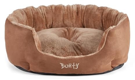 Bunty Polar Dog Bed & Cat Bed, XL | Cosy Fluffy Fleece Calming Dog Bed | High Wall Snuggle Anti Anxiety | Washable Bed & Cushion for Puppy, Small to Large Pets - Brown