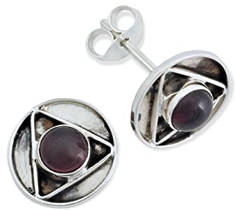 Ohrstecker 925 Silber Granat roter Stein Edelstein Ohrringe echt Silber Damen Sterling Silber Stecker Geschenk(MOS-053-02)
