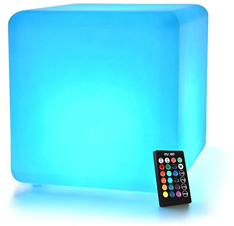 Mr.Go 12 Rechargeable Night Light Glowing LED Cube Stool, 16 Static Colors, 8 Dimmable Brightness, Colour Change Mood Light Rgb Cube Table Waterproof Garden Light with Remote for Indoor Outdoor Decor