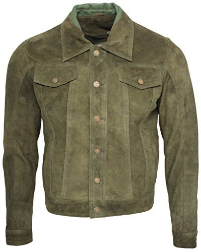 Infinity Männer Khaki Ziege Wildleder Bomber Varsity Jacke XL