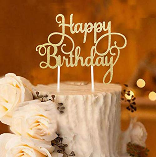 AILEXI Handgemachte 1 GRAF Alles Gute zum Geburtstag Glitter Kuchen Dekorieren Topper - Happy Birthday Gold