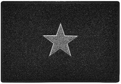Nicoman STAR Door Mat|Entrance Barrier Dirt-Trapper Floor Mat|Patio Garden Conservatory Doormat|Indoor Outdoor Matt|Black with Grey Star, Large 90x60cm/3x2ft