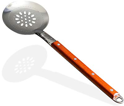 Zarenhoff Cuchara de espuma para, por ejemplo, Plov (40 cm), de acero inoxidable con mango de madera, cucharón, cucharón, espumadera, cuchara para raspar, ideal también para platos del kazan/wok