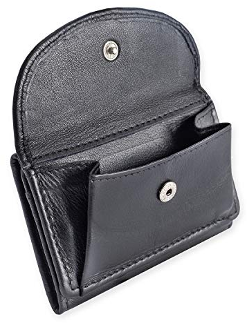 Branco 31105, Kleine Geldbörse, Mini-Portemonnaie Größe XS, Echt-Leder, für Damen und Herren, Schwarz