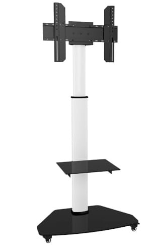 Techly TV Trolley für LCD LED 37-70 weiß mit Ablage Glas Weiß