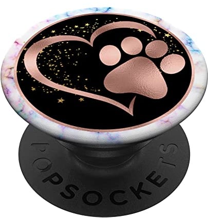 PopSocket PopGrip: Rosa Herz Katze Hund Pfotenabdruck mit austauschbarem