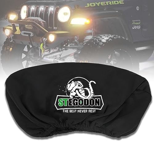 STEGODON Winch Cover,Heavy Duty Waterproof Dust-Proof Winch Protection Cover,UV-Resistant Neoprene Luminous Material Winch Cover,Fits for Electric Winches 8000-13000 lbs