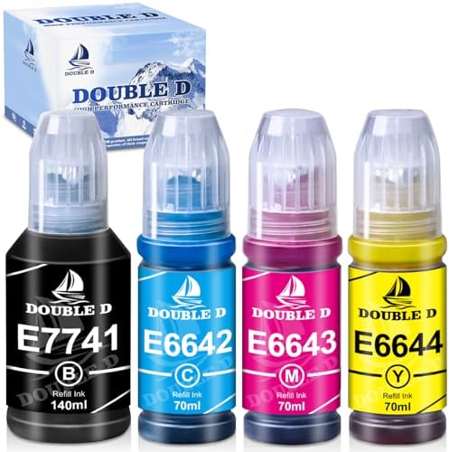DOUBLE D 774 664 Ink Bottles 140ml/70ml Compatible with 664 ink bottle refills Replacement for T6641 T6642 T6643 T6644 Work for ET2650 ET2550 ET2600 ET4500 ET4550 ET 2650 L355 L555