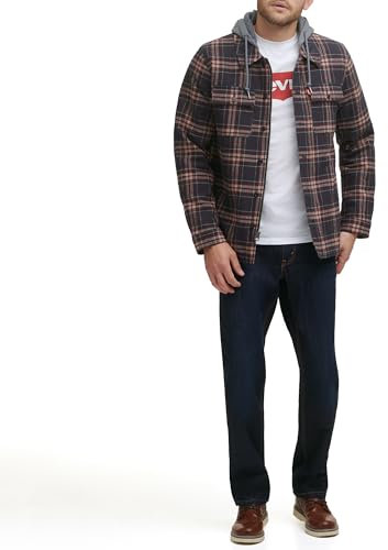 Levi's Herren Men's Sherpa Lined Hooded Shirt Jacket (Regular & Big & Tall Sizes) Jacke, Braunes Glen Plaid, L