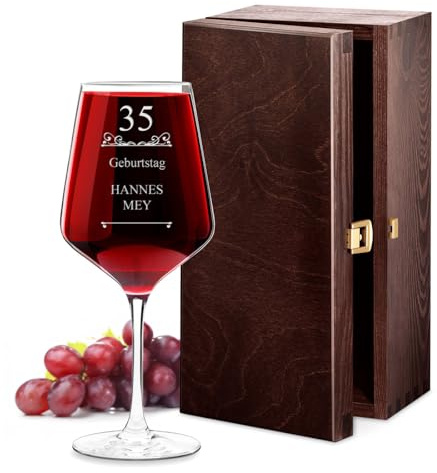 Maverton Rubin XL Weinglas mit Gravur, 490 ml, Wein Glas personalisiert | Rotweinglas Weißweinglas, Geschenke für Männer zum Geburtstag, Männergeschenke, personalisierte Geschenke