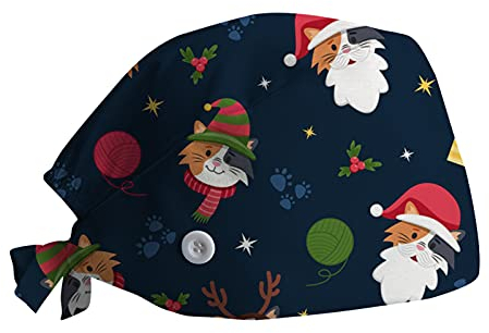 LuckyLucy Verstellbar Arbeitskappe Baumwolle Staubkappe Unisex Scrub Cap Damen Herren Kopfhaube Einheitsgröße Bandana Cap Anti-Staub Chefkoch Elastische kurzes Haar Pflege Kosmetikerin