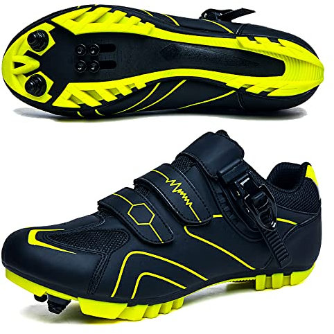 GZQIAWY Radfahren MTB Schuhe Herren Sport Route Cleat Road Dirt Bike Speed Flat Sneaker Racing Damen Fahrrad Mountain SPD Biking Schwarze und grüne Berge 45
