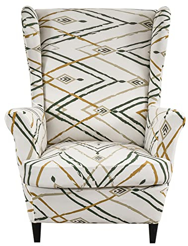 NOPEXTO Ohrensessel Husse, Sesselbezug Mit Blumen Muster Dekorative Bezug Husse Für Ohrensessel, 2 Stücke Ohrensessel Bezug (Elegant)