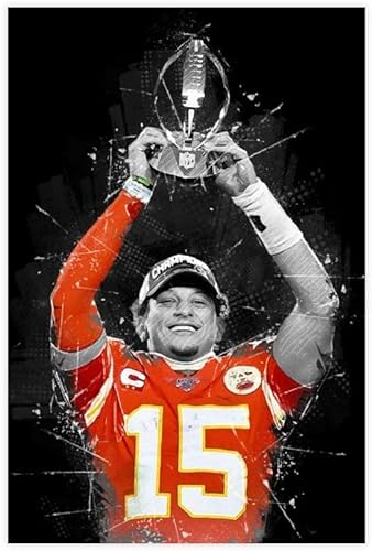 Puzzle für 500 Teile Patrick Mahomes II Fußballplakat Sport (3) Holz Puzzlespiel Erwachsenen und Kinder puzzle Poster 500 Piece 20.4x15inch(52x38cm) Kein Rahmen