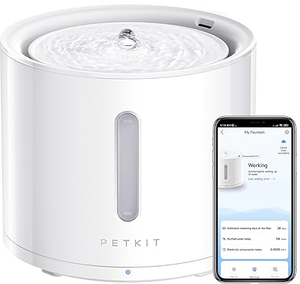 PETKIT Cat Water Fountain for Drinking, EVERSWEET SOLO 2, App Control Cat Fountain 2L, Ultra Quite Water Fountain for Cat with Filter/Smart LED Reminder/3 Working Mode, Separate Base for Safety