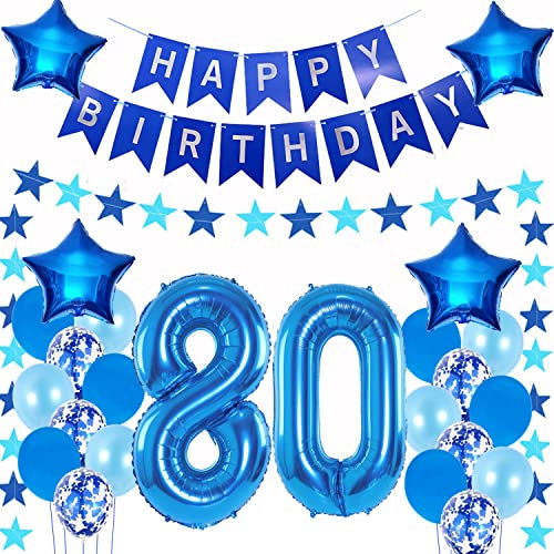 Luftballons 80. geburtstag mann deko blau,Geburtstagsdeko 80 jahre mann,Folienballon 80 Geburtstag Dekoration männer,deko 80. Geburtstag Mann Deko blau,geburtstags banner 80 geburtstag deko Mann