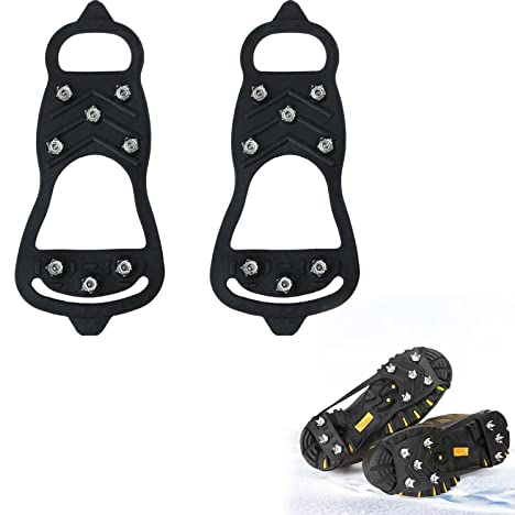 Anti Rutsch Schuhspikes, Steigeisen Schuhspikes, Schuhkrallen, Steigeisen mit 8 Zähnen, Ice Klampen, Spikes Größe 41-44, für Outdoor-Schuhen, Wie Wanderschuhe, Freizeitschuhe, Stiefel Wandern Usw