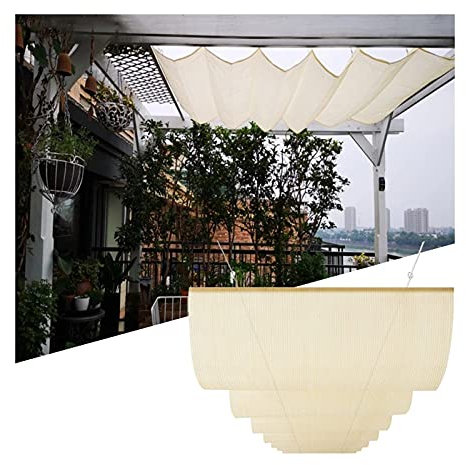 Pergola avec toit rétractable, auvent de pergola rétractable, couverture d'ombrage pour terrasse, hôtel, voile d'ombrage avec matériel de montage, Cu