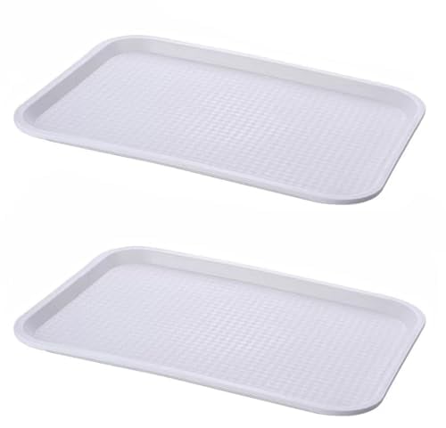 PHCOMRICH 2 bandejas Multiusos, Antideslizantes, 35 x 27 cm, Material de Polipropileno Apto para Alimentos (Blanco)