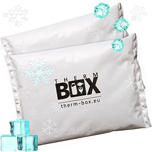 THERM BOX Profi Kühlakku für Kühlbox Set 2 Stück Groß 450g Wiederverwendbar Kühlpad Kühlpack Kühlbeutel Kühlkissen Weiß