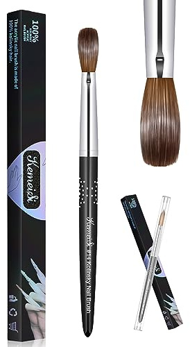 KEMEISI Acrylic Nail Brush Size #14, 100% Pure Kolinsky Nail Art Brushes for Acrylic Application, Sturdy Handle Oval Shaped Acrylic Powder Nail Design Tools for Professional Manicure DIY