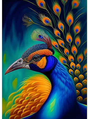 EOBROMD Diamond Painting Erwachsene Tiere, 5D Diamant Painting Bilder Erwachsene, DIY Diamond Painting Bilder Diamant Malerei Pfaue Set für Wanddekoration 30x40cm