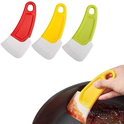 Lot de 3 Grattoirs en Silicone pour Poêles, Spatules pour la Cuisine, Silicone Nettoyage Spatula Scraper pour Casseroles Plats Cuisine des Outils de Lavage