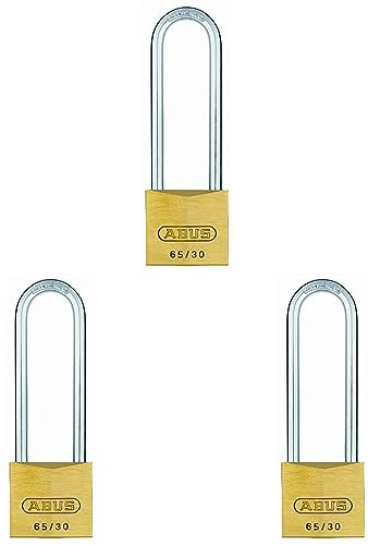 ABUS Vorhängeschloss Messing 65/30BH60 gl.-6302 - gleichschließend + hoher Bügel - Messing-Schlosskörper - gehärteter Stahlbügel - ABUS-Sicherheitslevel 4 (Packung mit 3)