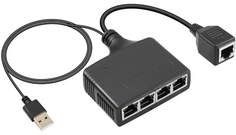 SinLoon Gigabit RJ45 Netzwerk-Splitter-Adapter, 1 auf 4 Ethernet-Splitter, 1000 Mbit/s, Hochgeschwindigkeits-LAN-Netzwerk-Splitter, 4 Geräte teilen das Internet gleichzeitig (1 to 4 Female Gigabit)