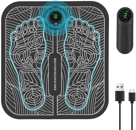 Massage Pieds Électrique,Masseur Pieds Électrique, Ems Foot Massage Pad Avec Télécommande,6 Modes,9 Fréquences,Appareil Massage Des Pieds Pour Circulation Sanguine,Soulagement De Douleur,Fatigue