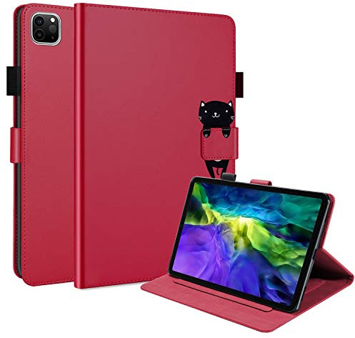 FERLAN Hülle für iPad 11(2020)/iPad 10.8,mit Stifthalter,Lustig Süße Cartoon Dünner Ständer Stoßfeste Tablet Schutzhülle für iPad 11(2020)/iPad 10.8- Rot