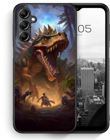 MUNIQASE Aggressive Dino - Silikon Hülle für Samsung Galaxy A14 4G 5G - Coole Tier Dinosaurier Schutzhülle Handyhülle Case Cover