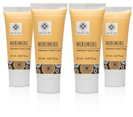Leo & Lilo 4er-Set Handcreme Murumuru 20 ml - intensive Pflege für sehr trockene Hände - mit pflanzlichen Bio Ölen und pflegender Murumuru Butter - vegan