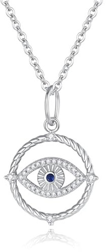 GAVU Nazar Auge Kette für Damen 925 Sterling Silber,Böse Blick Halskette mit Zirkonia,Evil Eye Anhänger Halskette für Frauen Mädchen Silber