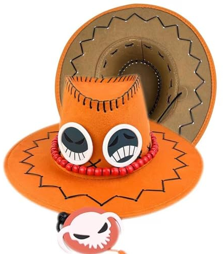 thematys Portgas D. Ace Piratenhut - Stilvoller One P. Anime Sonnenhut für Cosplay & Karneval - Robuster Polyester Piratenhut - Unisex für Fans aller Altersgruppen (Style002)